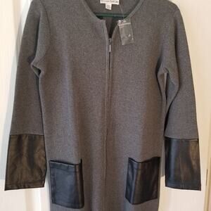 New linea‎ faux leather grey cardigan xxs